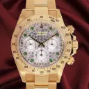 Rolex Daytona ref:16528 - 18kt Yellow, Full Pavè XL 8 emerald (Rolex), Rolex Box & Papers (1997), Official Service exp. 01/2026