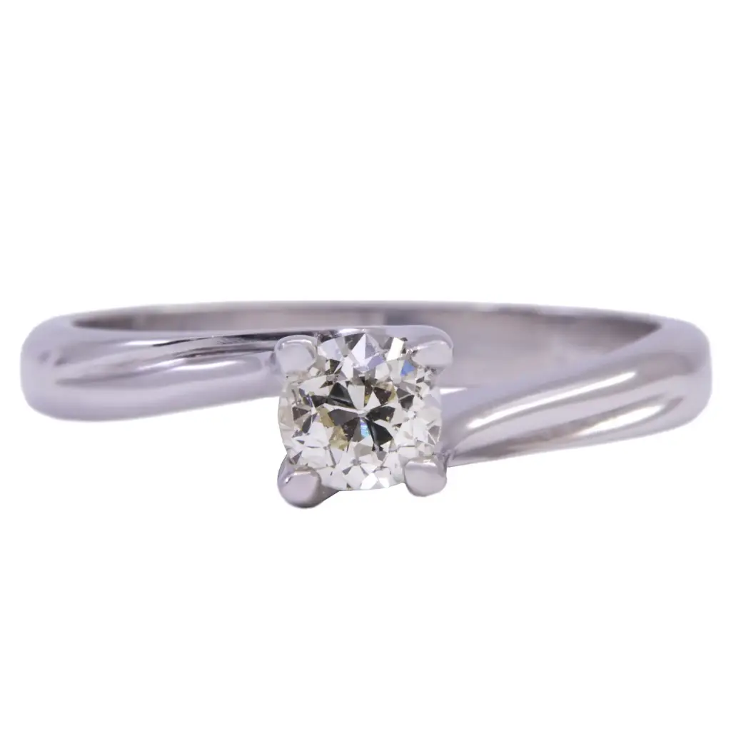 Anello solitario - Brillante 0,35ct G/H-VS1 oro 18kt, peso totale 3,70 gr