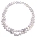 Collana perle giapponesi - Brillanti 1,00ct. F-G-VS susta e connettori in oro 18kt