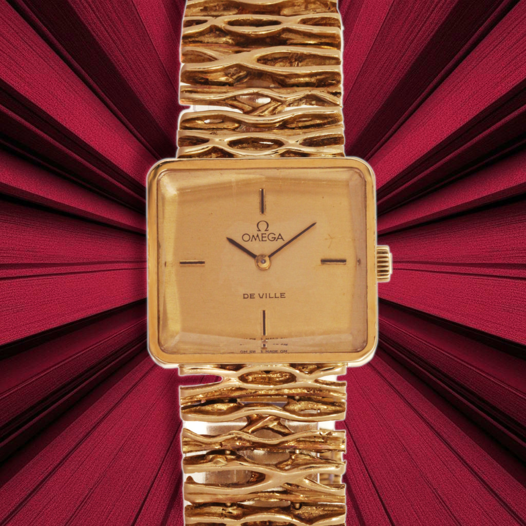 Omega De Ville Ref:8263, 25x23 mm, approx 1970, Original Bracelet (17,5 cm)  - 18Kt yellow gold net weight gr.64,1 