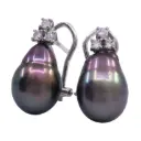 Orecchini perle Tahiti nere - Brillanti 0,24ct. G-VS1 oro 18kt.