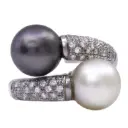 Anello perle freshwater scaramazze - Brillanti 0,56ct. G-VS1, oro 18kt,  peso totale 13,5 gr