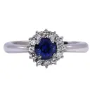 Anello - Zaffiro 0,85ct. brillanti 0,25ct. F/G-VVS in oro 18kt. 5,5gr