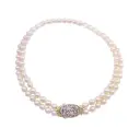 Collana perle giapponesi coltivate - Chiusura in oro 18kt, brillanti 0,30ct. G-VS1