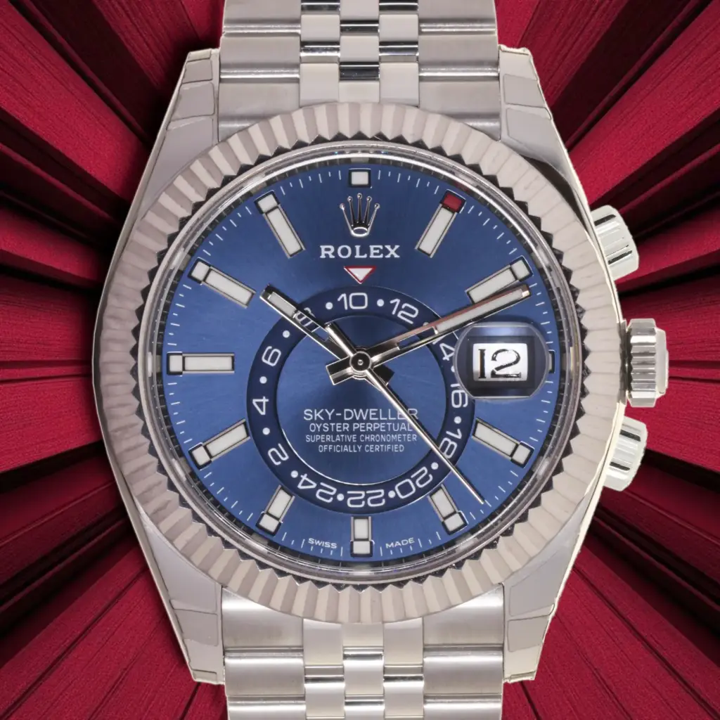 Rolex Sky Deweller ref:326934 original box and papers - gold bezel - 2022 - Original Factory stickers