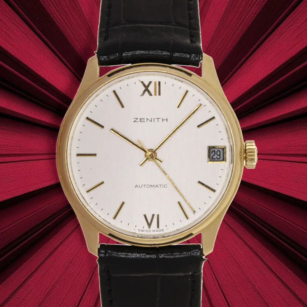 Zenith Automatic, 33 mm, Date, Our Box & Papers, (18kt net weight 12,4 gr.)