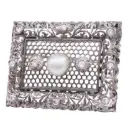  Spilla traforata con perla MaBe - Brillanti taglio antico, oro 18kt. gr.13,9