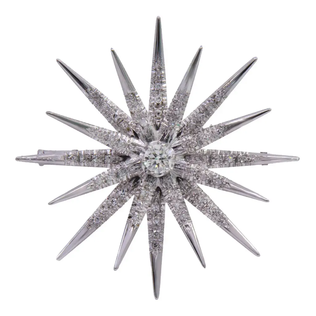 Spilla - Oro bianco18kt. diamanti 0,30+0,50ct. peso totale 10,40gr