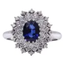  Anello - Zaffiro 1,20ct. brillanti 0,60ct. F/G-VS1 in oro 18kt. 4,9gr