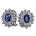 Orecchini - Zaffiro 0,65ct. x2, brillanti 1,00ct. F/G-VS1 in oro 18kt. 6.8gr