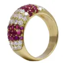 Anello fascia - Rubini 0,60ct, brillanti 0,70ct H-VS1, oro 18kt. peso totale 8,5gr