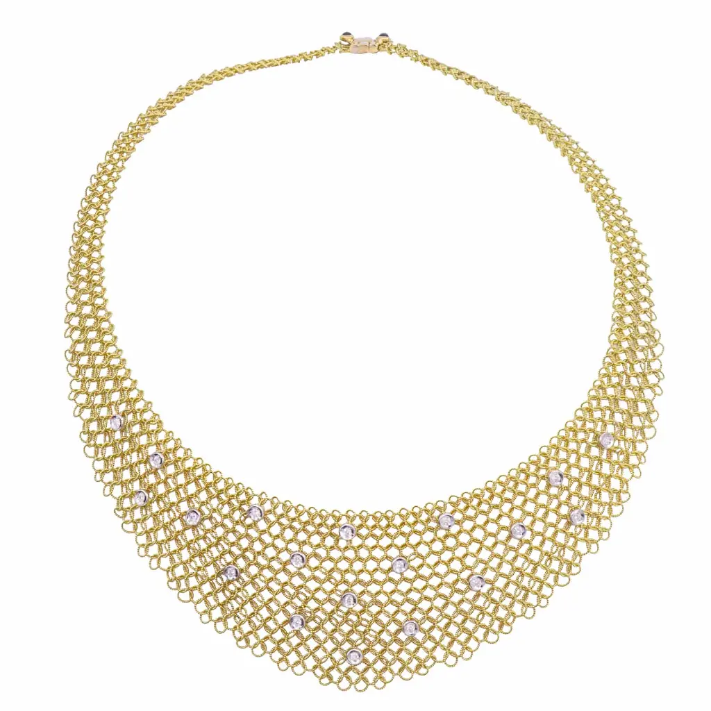 Collana girocollo - Oro giallo e brillanti 0,36ct. H-VS1 50,80gr. totale