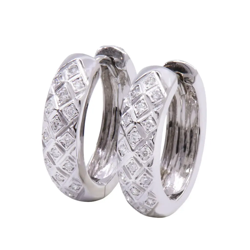 Orecchini cerchi - Brillanti 0,32ct. G-VS1, oro 18kt. peso totale 10,50gr