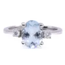  Anello - Acquamarina 1,30ct. brillanti 0,06ct. G-VS1 in oro 18kt. 3,10g