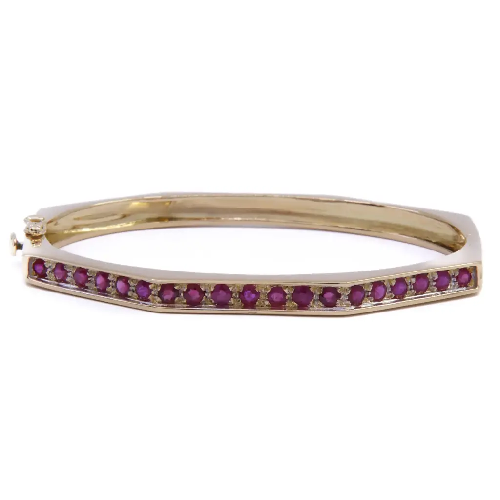  Bracciale rigido - Rubini 1,33ct. oro 18kt. peso totale 19,70gr