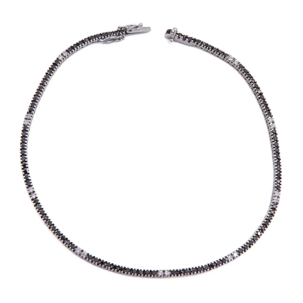 Bracciale tennis - Brillanti neri e bianchi 1,05+0,16ct. peso totale 6,70gr.