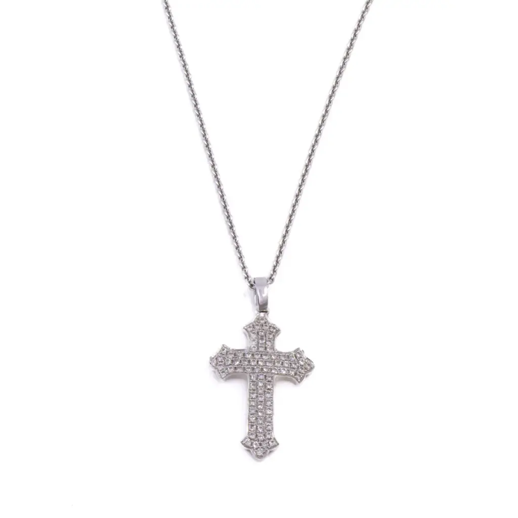 Collana con croce - Brillanti 035ct. G-VS1, oro 18kt. peso totale 5,30gr