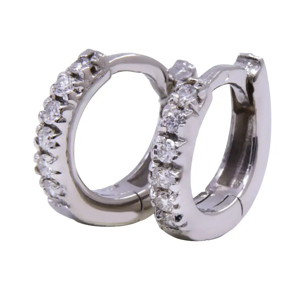 Orecchini cerchi - Brillanti 0,16ct. G-VS1, oro 18kt. peso totale 1,8gr