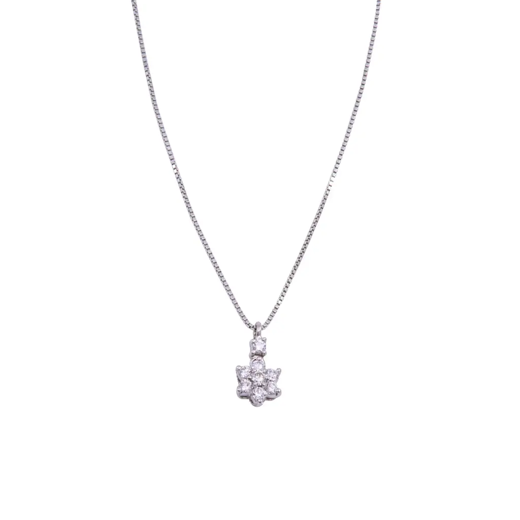 Collana fiore- Brillanti 0,16ct. G-VS1, oro 18kt. peso totale 1,30gr.