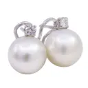 Orecchini con perle coltivate australiane - Brillanti 0,50ct. oro 18kt. peso totale 13,50gr.