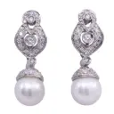  Orecchini Perle giapponesi coltivate - Brillanti 0,34ct, oro 18kt. peso totale 8gr