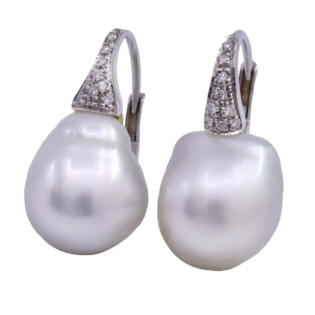  Orecchini perle barocche - Brillanti 0,09ct. oro 18kt.