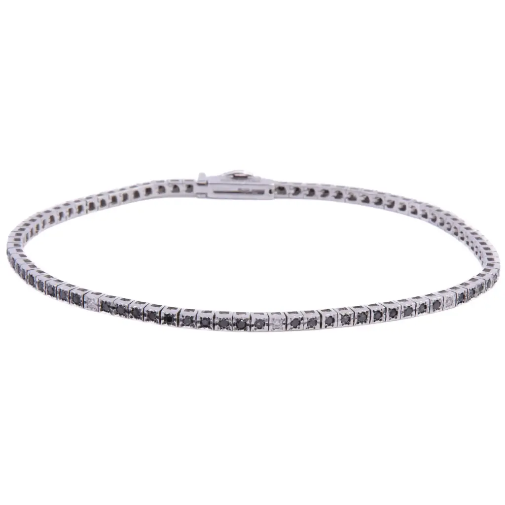 Bracciale tennis RE CARLO - Brillanti neri e bianchi 0,80+0,10ct. peso totale 7,70gr.