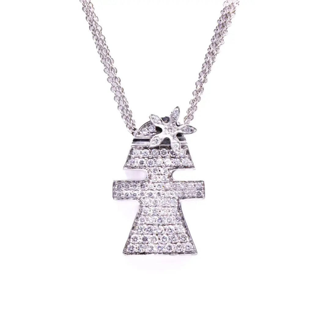  Collana con ciondolo bambina - Brillanti 0,50ct. G-VS1, oro 18kt. peso totale 10,50gr
