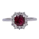 Anello - Rubino 1,38ct. brillanti 0,50ct. G-VS1 in oro 18kt.