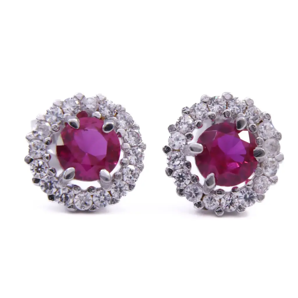 Orecchini - Rubini 040ct. brillanti 0,14ct. G-VS, oro 18kt.