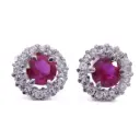 Orecchini - Rubini 040ct. brillanti 0,14ct. G-VS, oro 18kt.