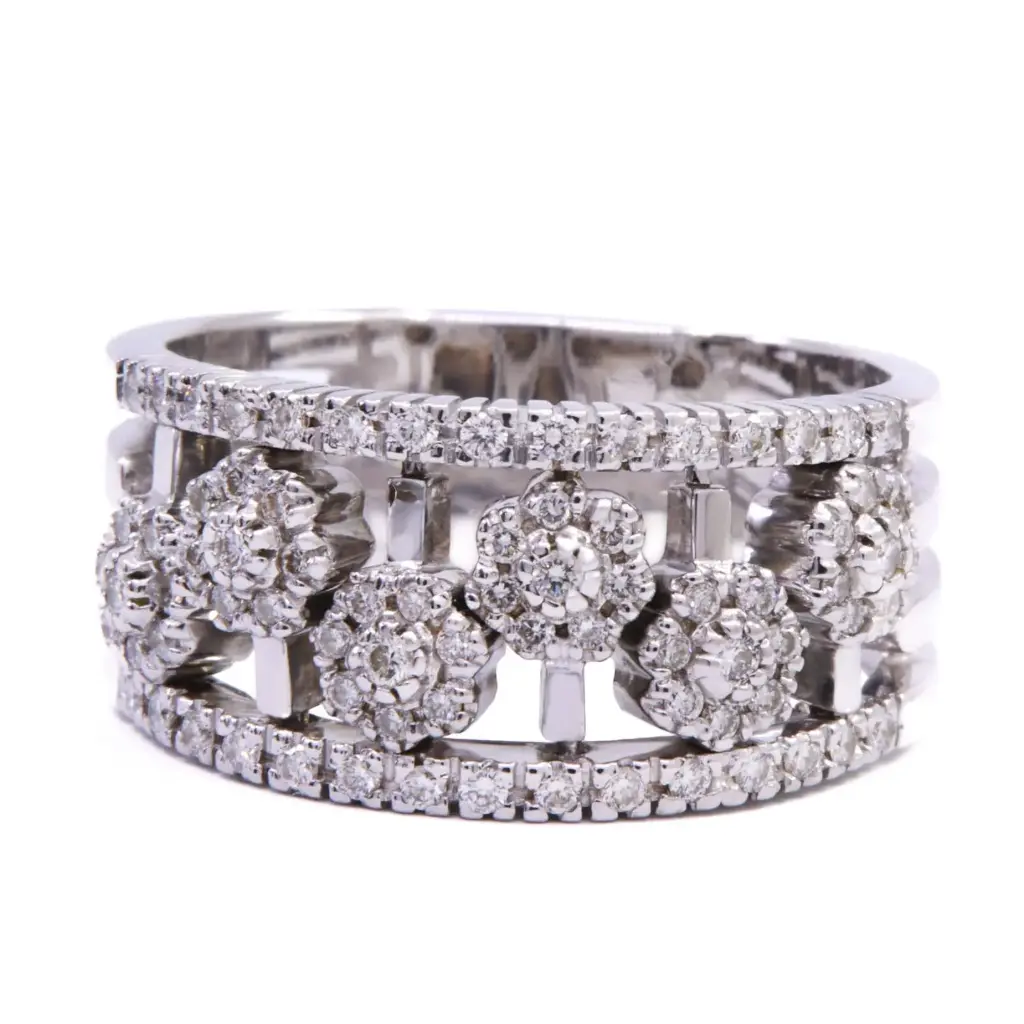 Anello fascia - Brillanti 0,50ct. G-VS1, oro 18kt. peso totale 10,9gr.