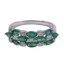 Anello - Smeraldi 1,20ct. brillanti 0,06ct. G-VS1 in oro 18kt.