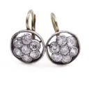 Orecchini stile antico - Oro 9kt. e argento con diamanti taglio antico