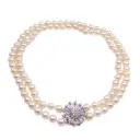 Collana perle giapponesi coltivate - Chiusura in oro 18kt di 10gr, brillanti 0,81ct. G/H-VS1
