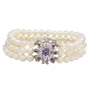 Bracciale con perle giapponesi - Susta in oro 18kt con brillanti e zaffiri blu, peso totale 34,40gr.