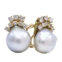 Orecchini perle scaramazze - Brillanti 0,66ct. H-VS1 oro 18kt. peso totale 13,5 gr