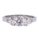 Anello solitario - Brillante centrale 0,87ct H-IF, brillanti contorno 0,60ct. F/G-VVS, oro 18kt.