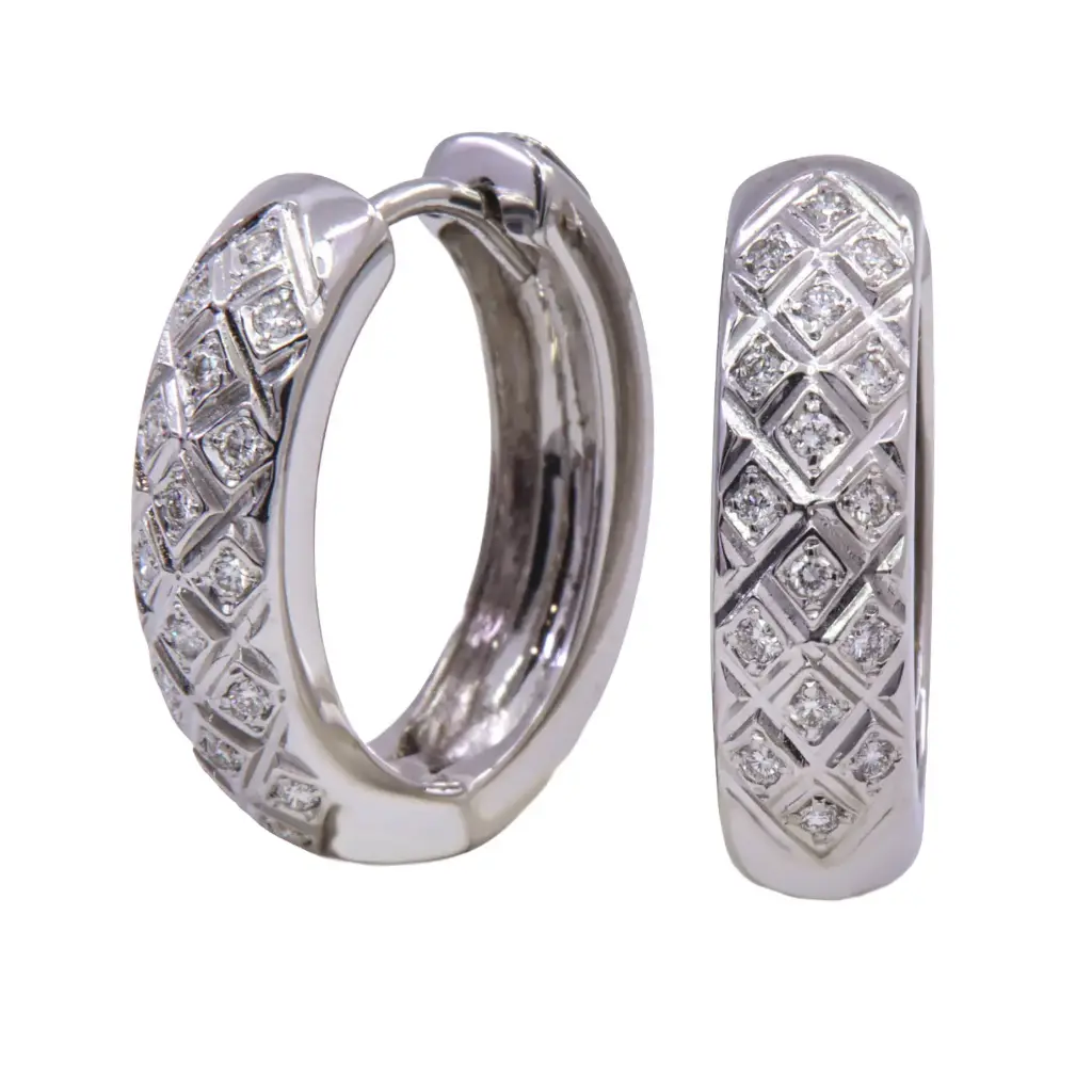 Orecchini cerchi - Brillanti 0,32ct. G-VS1, oro 18kt. peso totale 10,30gr