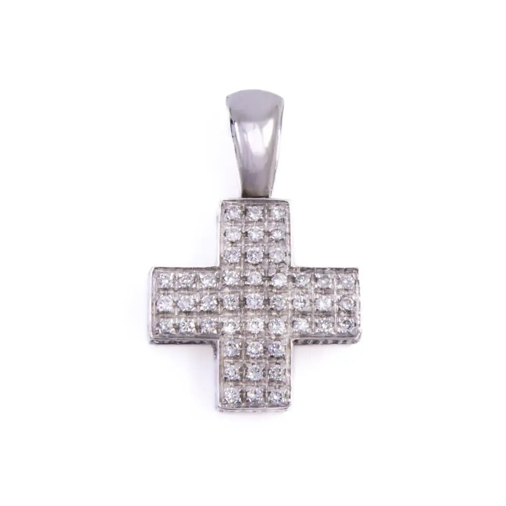 Pendente croce - Brillanti 0,90ct. G-VS1, oro 18kt. peso totale 5,90gr