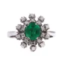 Anello - Smeraldo 1,00ct. brillanti 0,50ct. G-VS1 in oro 18kt. 4,7gr