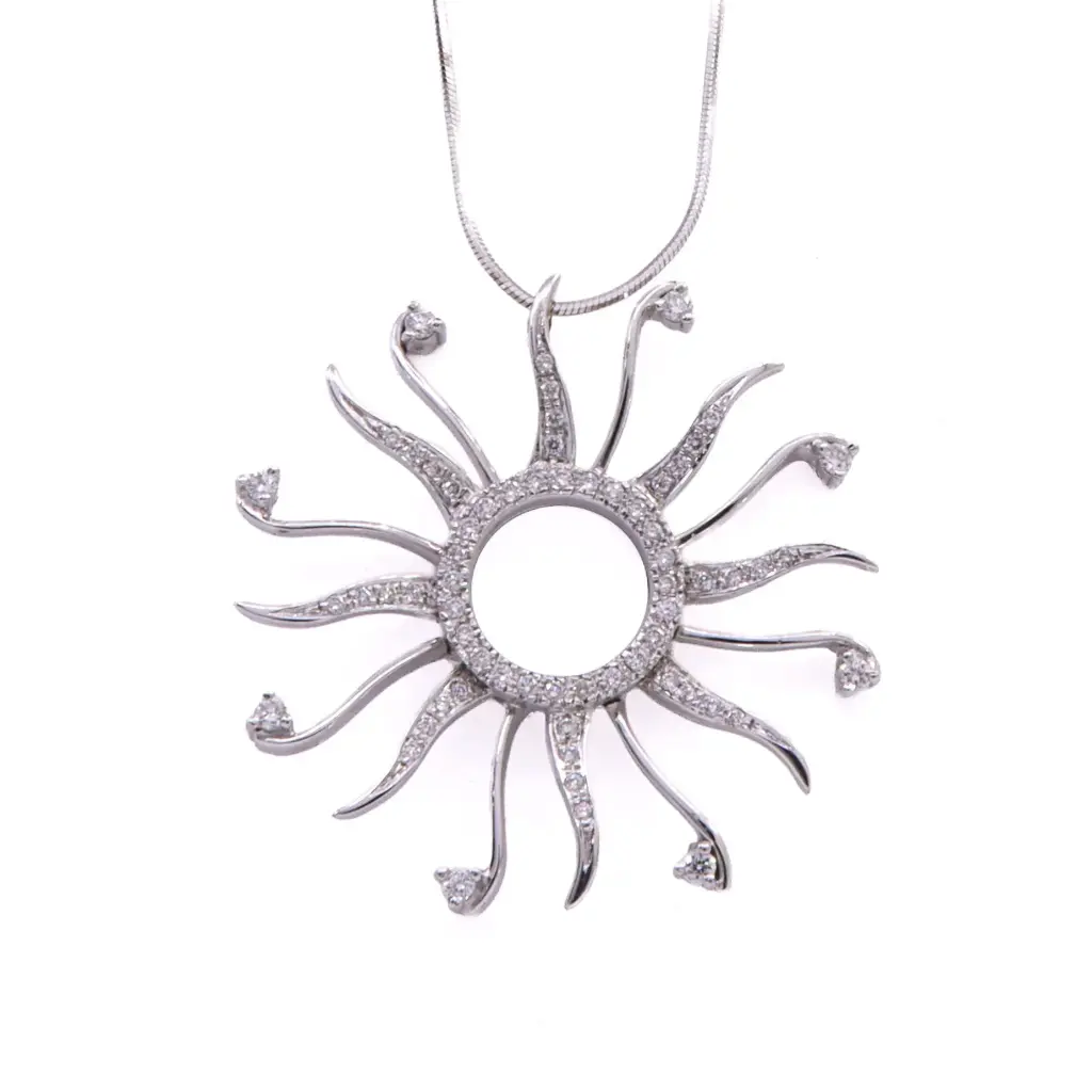 Collana Sole - Brillanti 0,20ct. G-VS1,oro 18kt. peso totale 12,20gr