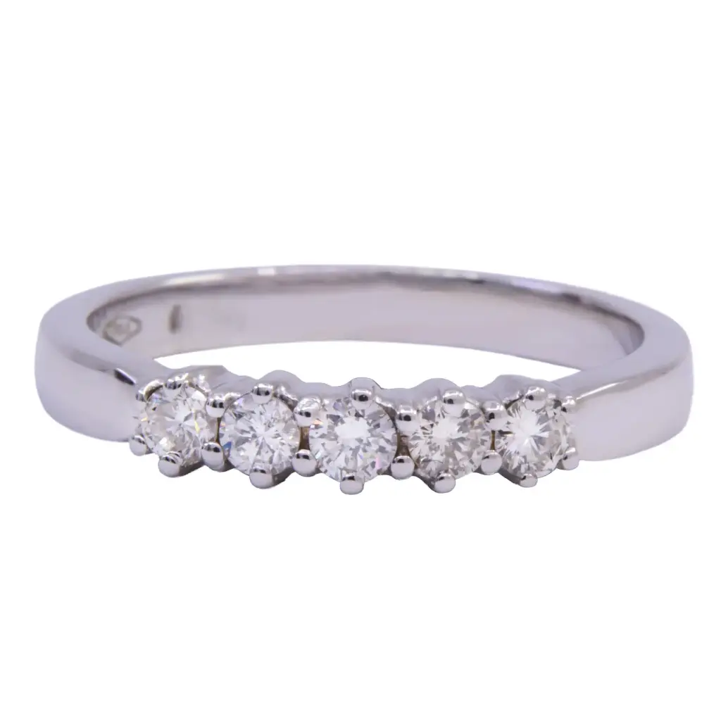 Anello veretta- Brillanti 0,40ct. H-VS1, oro 18kt. peso totale 3,4gr.