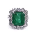 Anello - Smeraldo Naturale 4,5ct. brillanti 2,10ct. H-VS, oro 18kt.
