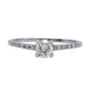 Anello solitario - Brillante centrale 0.43ct. G/H-VS1, brillanti su gambo 0,05ct.