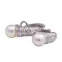 Orecchini coltivate giapponesi - Brillanti 0,14ct. G-VS1 oro 18kt. peso totale 8,00 gr