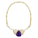 Collana Ametista - Brillanti 4,25ct. H-VS1, oro 18kt. peso totale 79,60gr