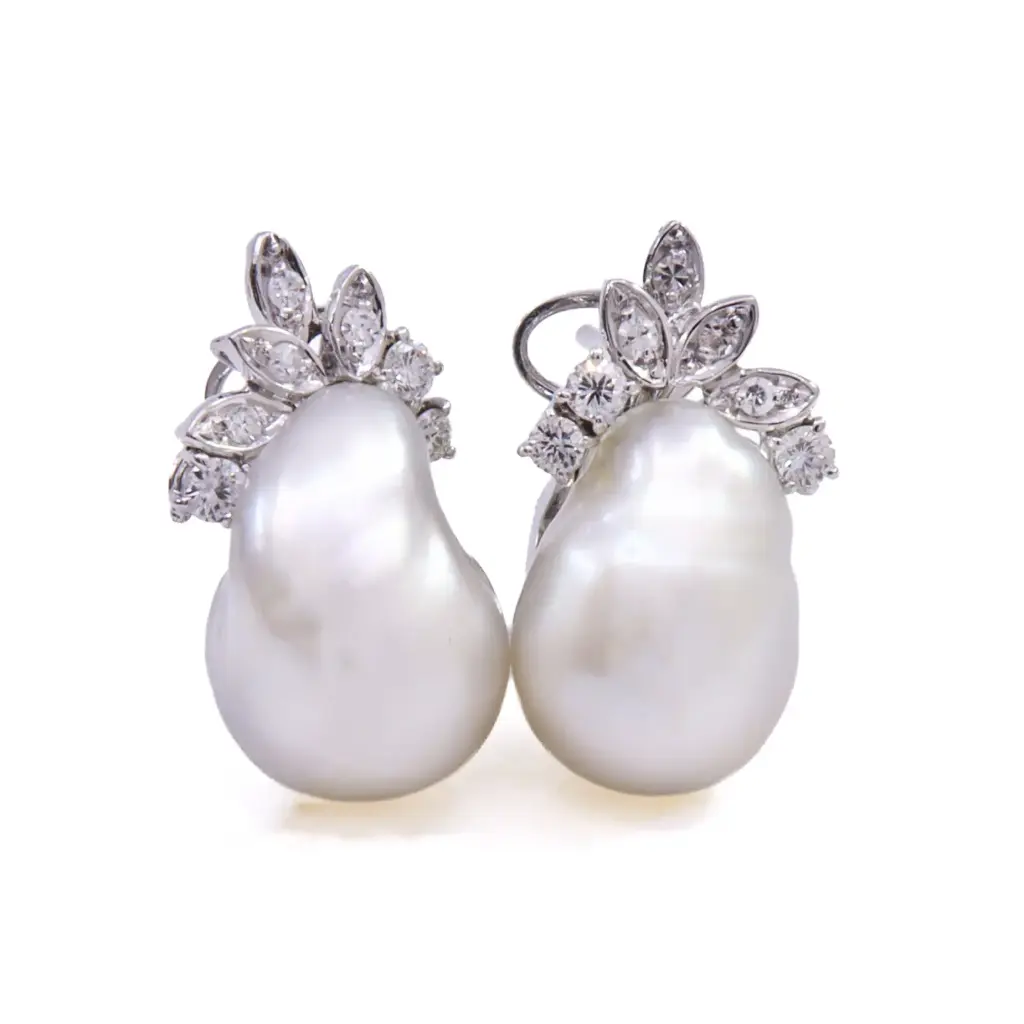 Orecchini perle - Brillanti 0,26ct. G/H-VS1 oro 18kt. peso totale 5,40gr