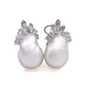 Orecchini perle - Brillanti 0,26ct. G/H-VS1 oro 18kt. peso totale 5,40gr
