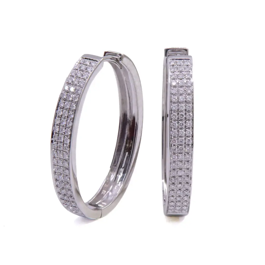  Orecchini cerchi - Brillanti 0,70ct. G-VS1, oro 18kt. peso totale 15,40gr